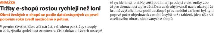 Marketing Sales Media - Tržby e-shopů rostou rychleji než loni